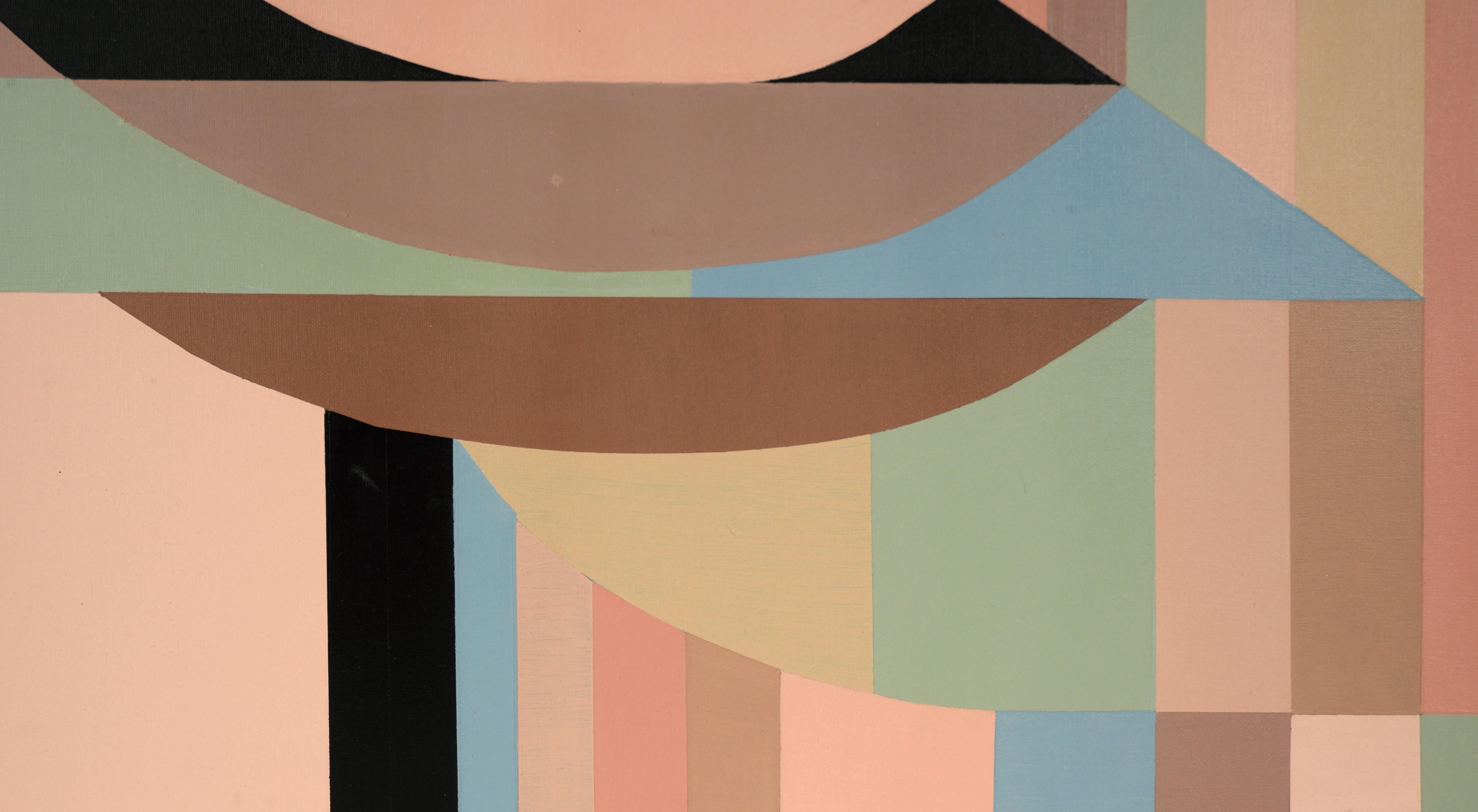 Modernist Geometric Abstract in Pastel Colors, in Acrylic on Canvas For Sale 2