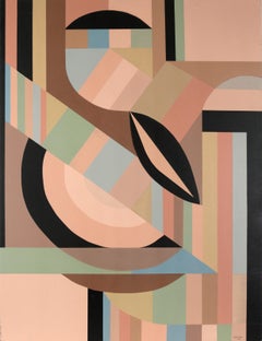 Abstrait géométrique moderniste aux couleurs pastel, en acrylique sur toile