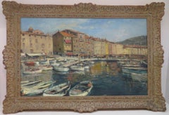 Peinture à l'huile impressionniste française originale du milieu du siècle dernier de ST TROPEZ FRANCE
