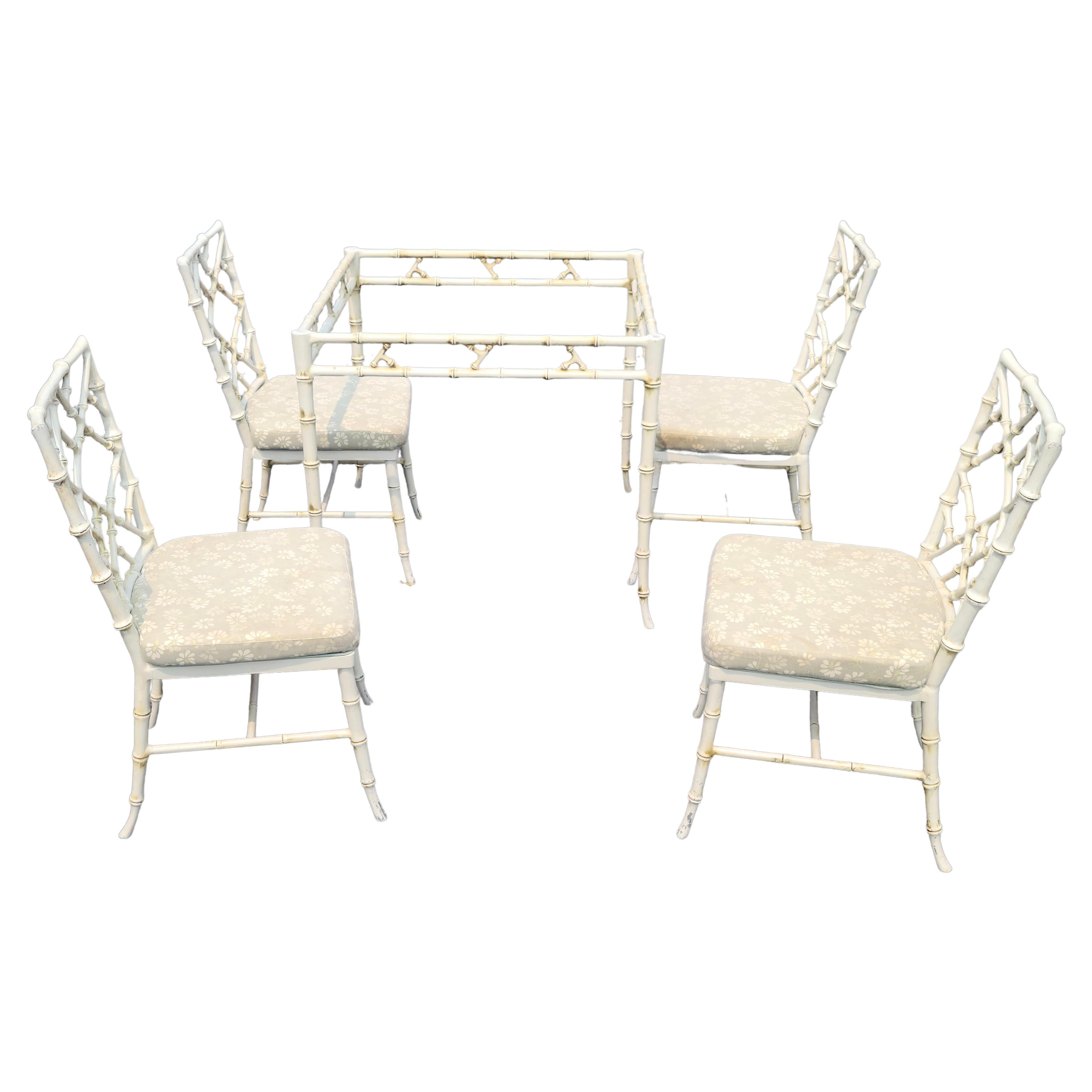 Phyllis Morris Bamboo Dinette Set in Cast Aluminum In Good Condition In Fraser, MI
