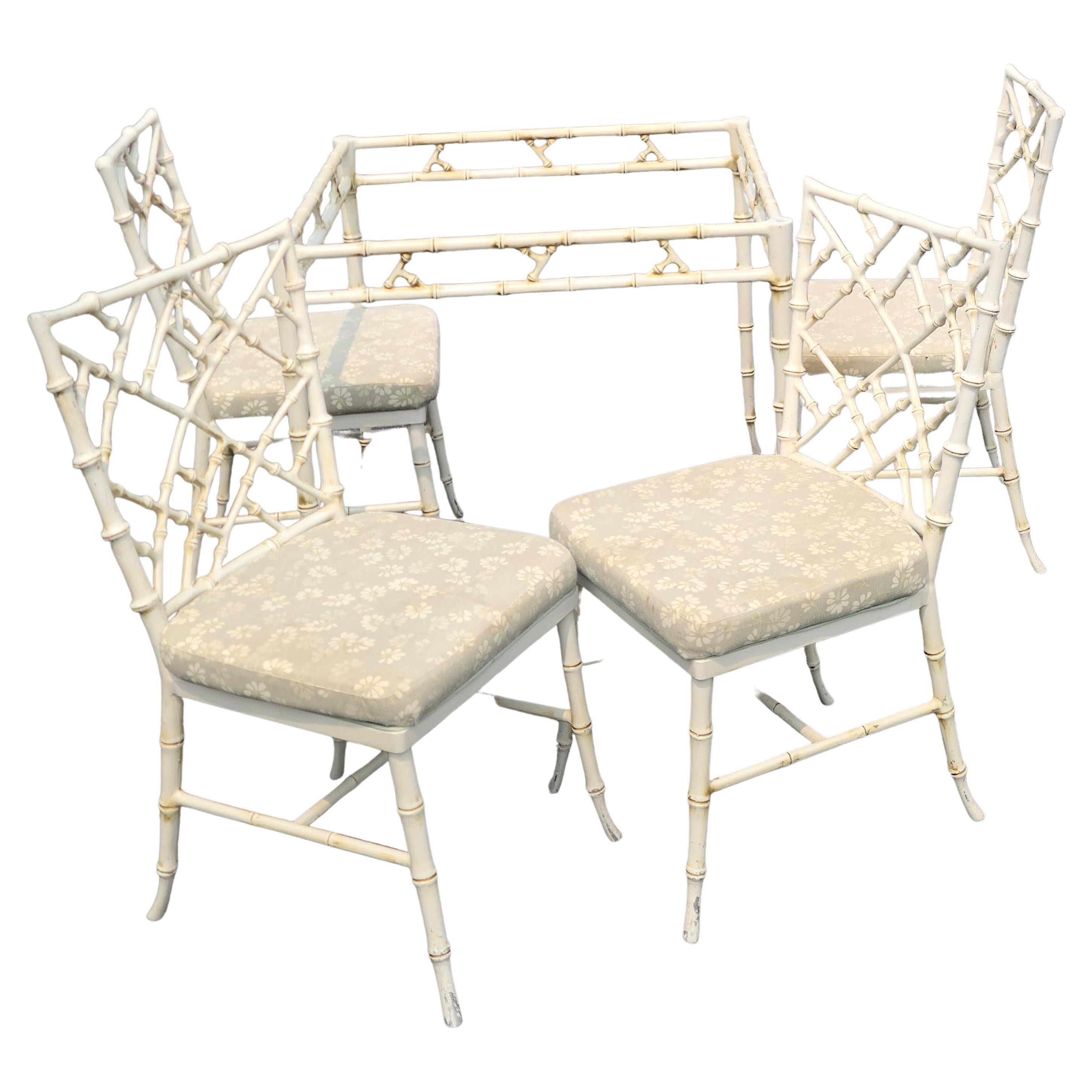 Late 20th Century Phyllis Morris Bamboo Dinette Set in Cast Aluminum