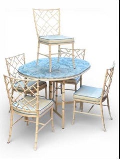 Phyllis Morris - Kessler Faux Bamboo Dinette Set. Pure Hollywood Regency.