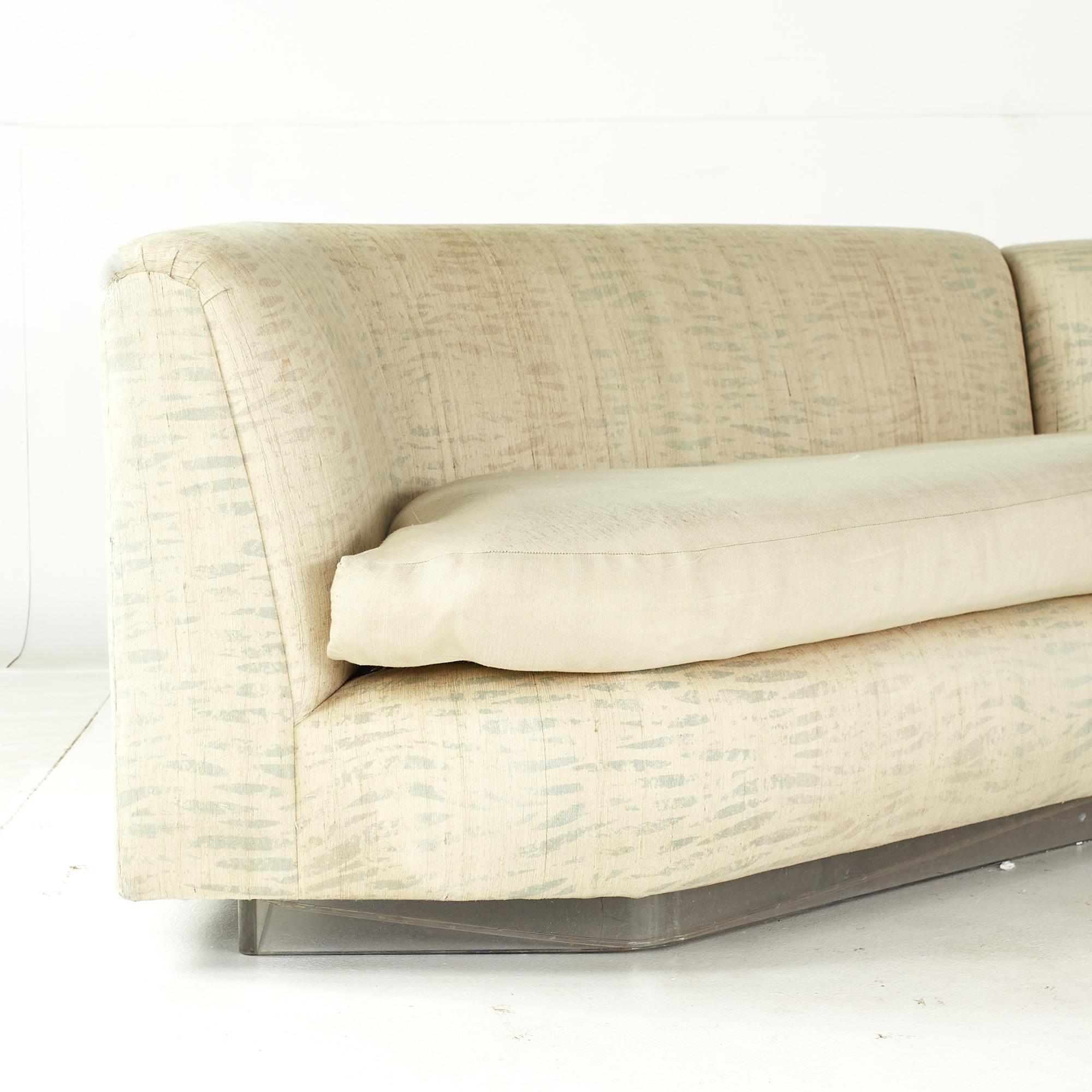 Mid-Century Modern Phyllis Morris Mid-Century Illuminated Lucite Base Sectional Sofa For Sale