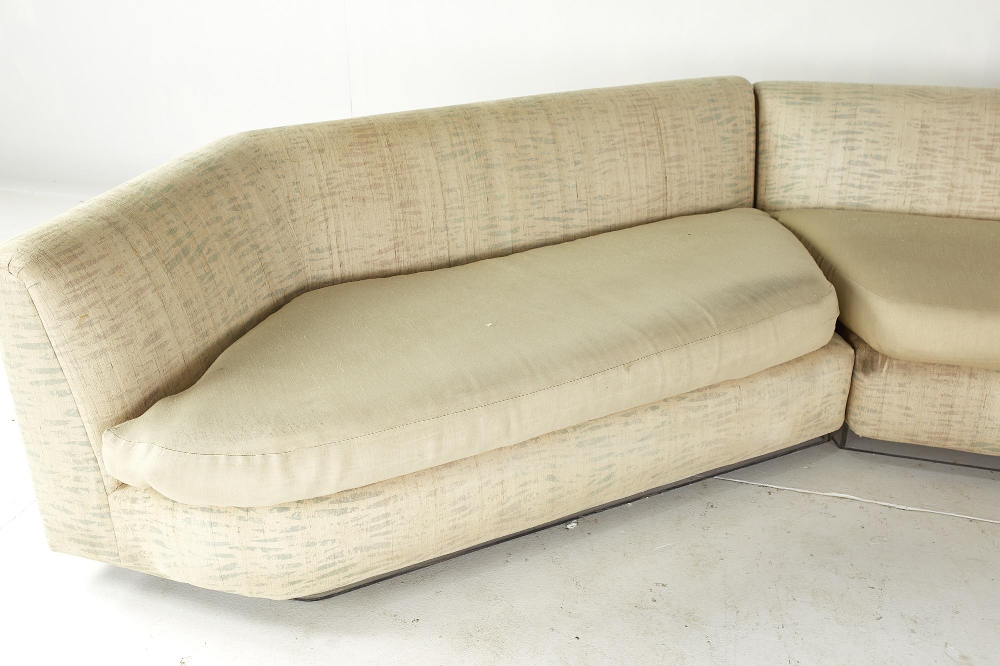 Upholstery Phyllis Morris Mid-Century Illuminated Lucite Base Sectional Sofa For Sale