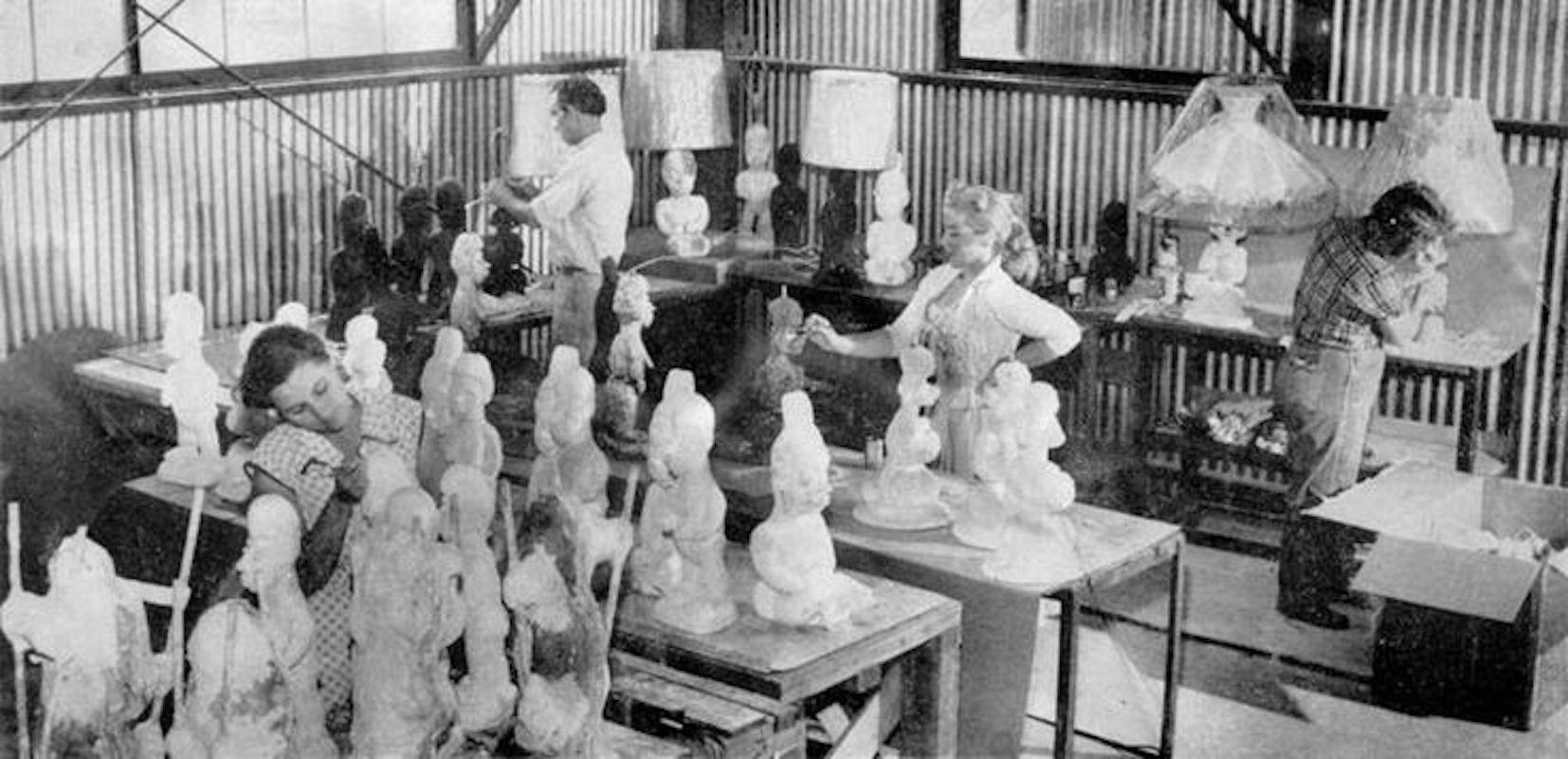 Clay Vintage Hollywood Regency Phyllis Morris Pink Toy Poodle Table Lamp, 1952