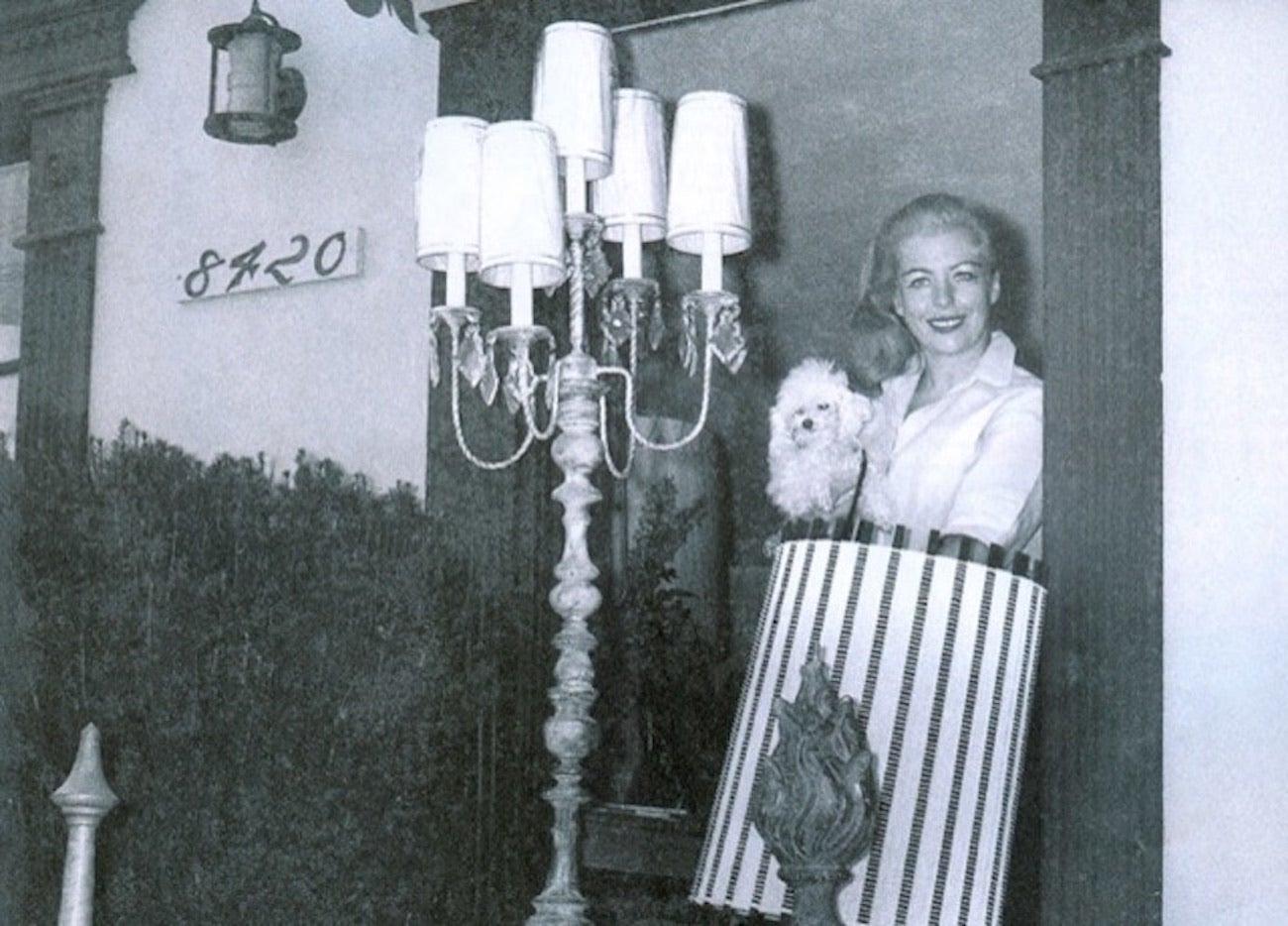 American Phyllis Morris Original Poodle Table Lamp, Signed, Black, 1952 Vintage Lampshade