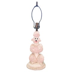 Phyllis Morris Original Pudel-Tischlampe, signiert, rosa, 1952 Hollywood Regency