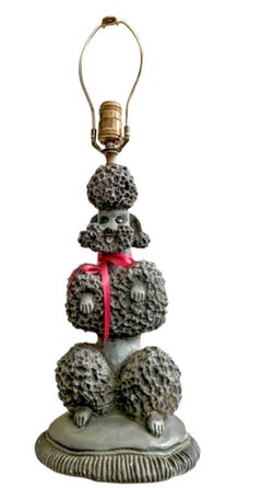 Lampada da tavolo a barboncino in argento originale di Phyllis Morris, firmata, 1952, USA