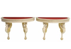 Pareja de Mesas Consola Cisne Hollywood Regency Firmadas por Phyllis Morris