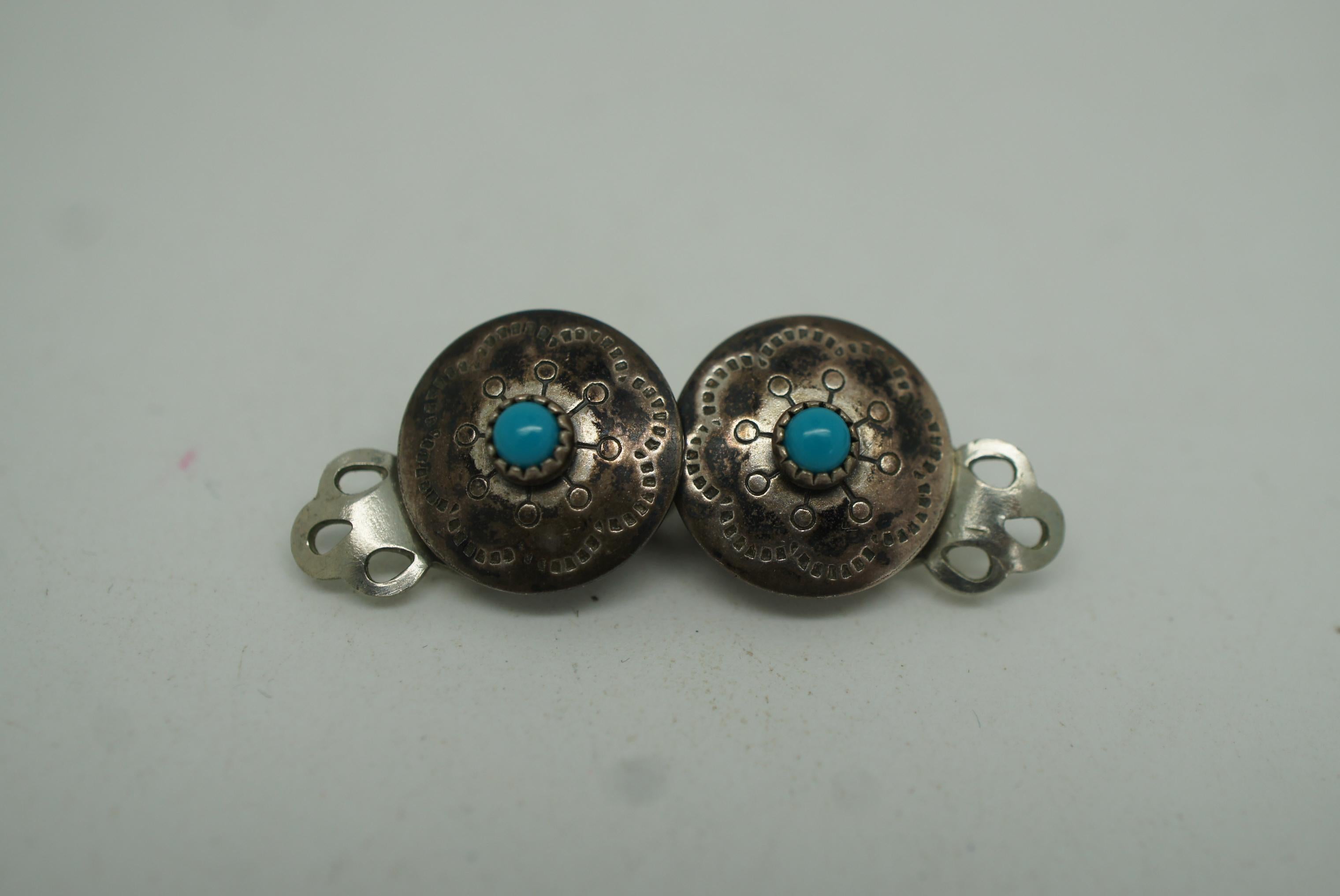 Phyllis Ortega Navajo Sterling Silver Turquoise Zuni Petit Point Jewelry Set In Good Condition In Dayton, OH