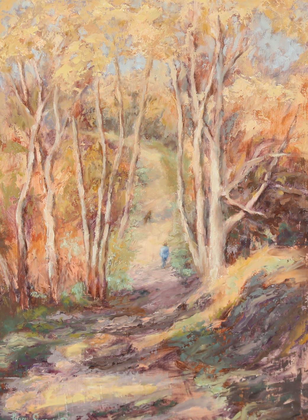 Phyllis Sherwood - Framed 20th Century Oil, Autumn on Headley Heath For Sale 1