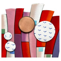 Modernistische farbenfrohe Emaille-Wandskulptur von Phyllis Wallen, San Diego, San Diego