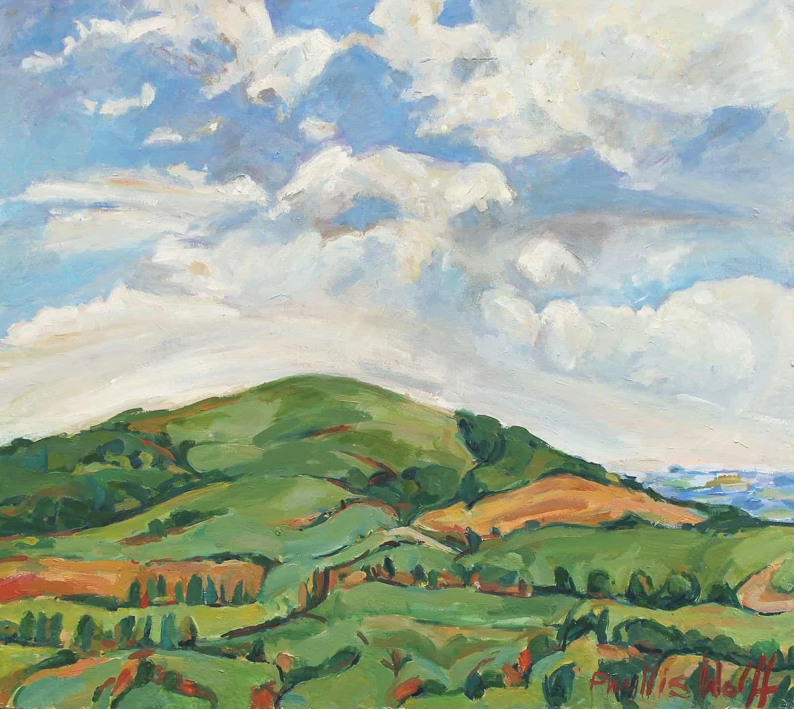 Phyllis Wolff Landscape Painting - Melbury from Frenchmill 