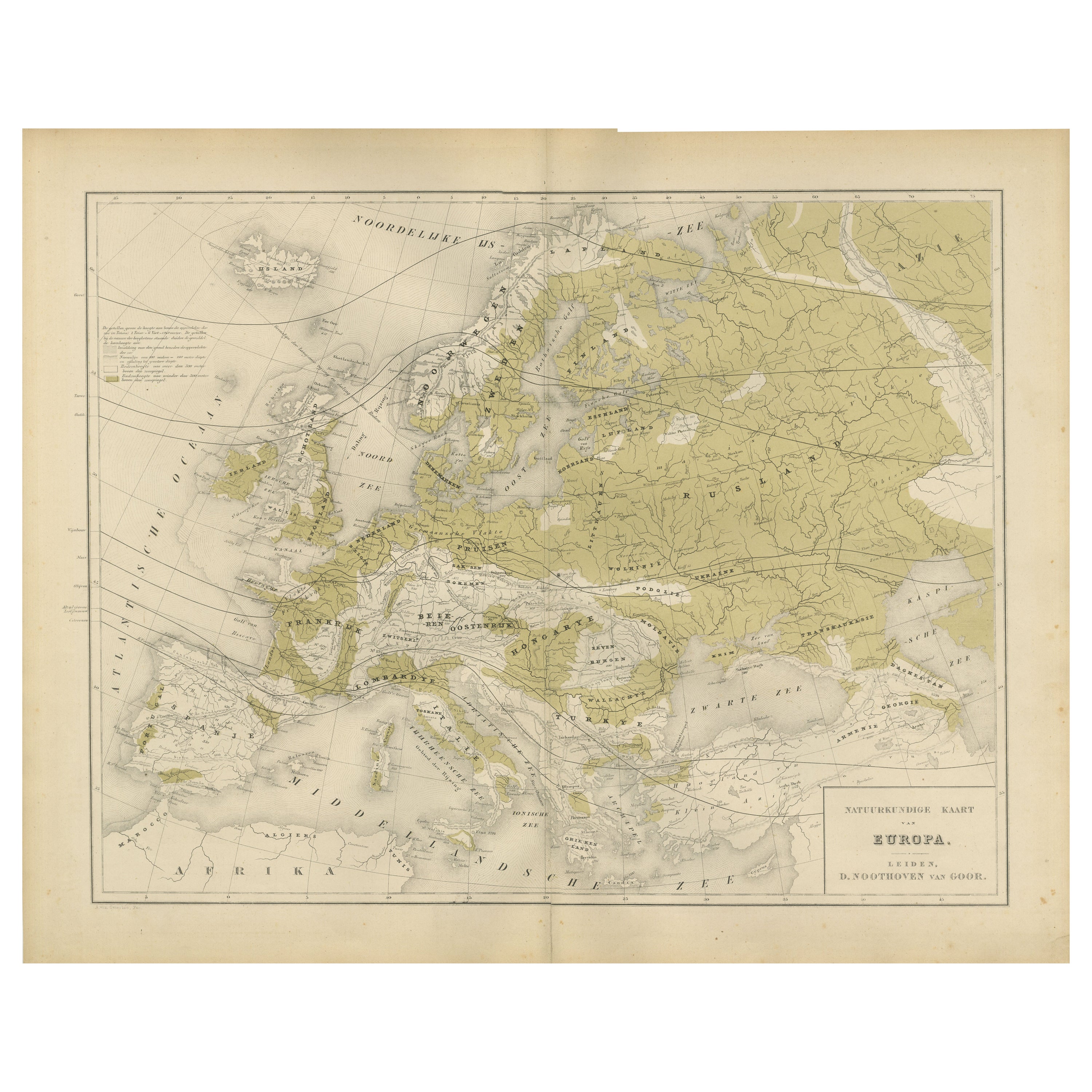 Physical Map of Europe – Nieuwe Hand-Atlas by Frijlink
van Otterloo, 1876