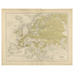 Physical Map of Europe – Nieuwe Hand-Atlas by Frijlink & van Otterloo, 1876