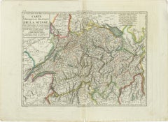 Physical & Political Map of Switzerland: Late 18th Century - Mentelle Atlas