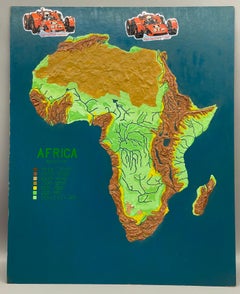Physical Relief Map of Africa, 1970s Educational Decor
