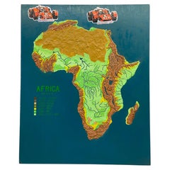 Physical Relief Map of Africa, 1970s Educational Decor