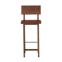 PI Bar Chair, Oak Backrest, Upholstered