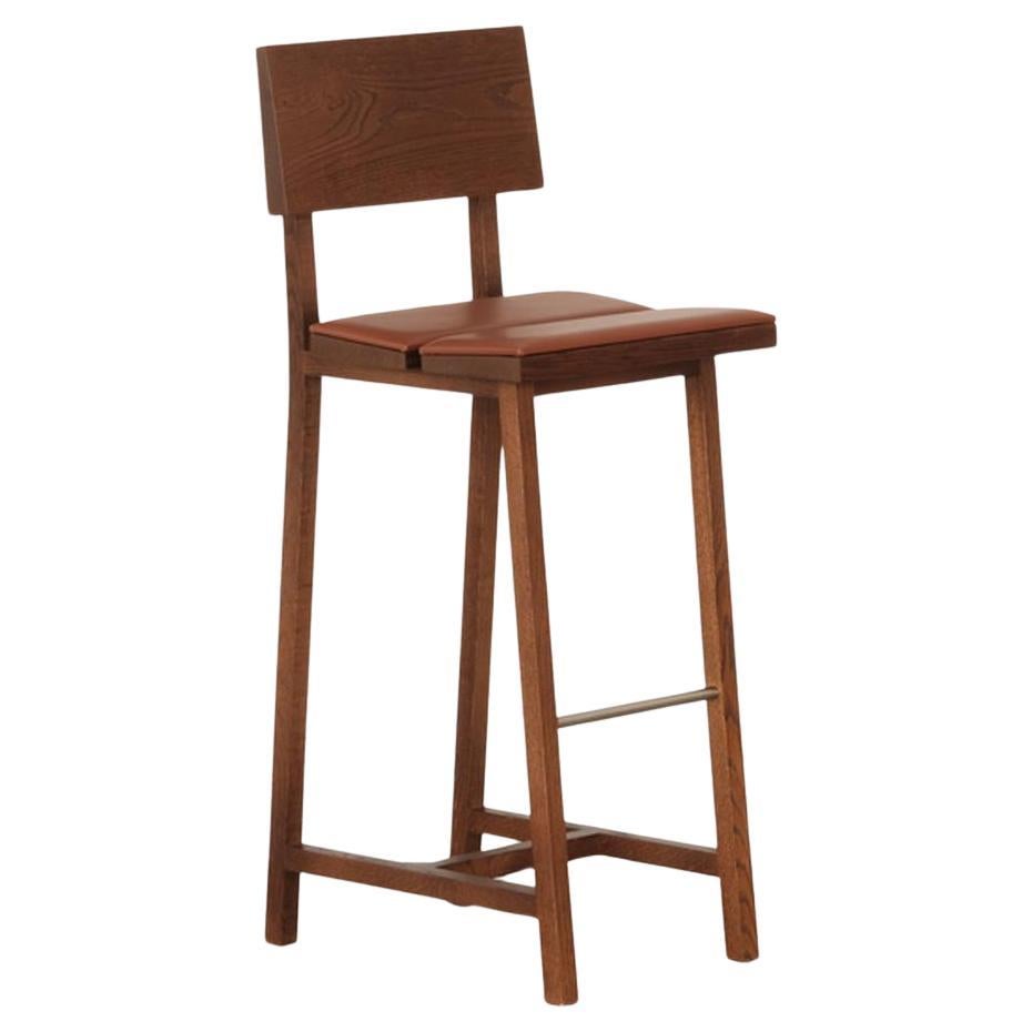 PI Bar Chair, Oak Backrest, Upholstered