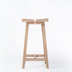 PI Bar Stool, Oak, Low, RAW, Brass Detail