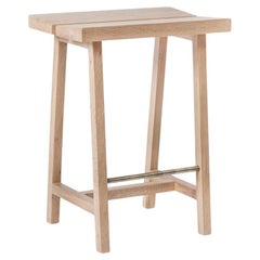 Tabouret de bar PI, chêne, bas, RAW, détails en laiton