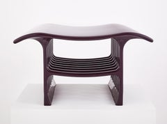 Contemporary Purple Wood Sculpted Bench with Acrylic Finish