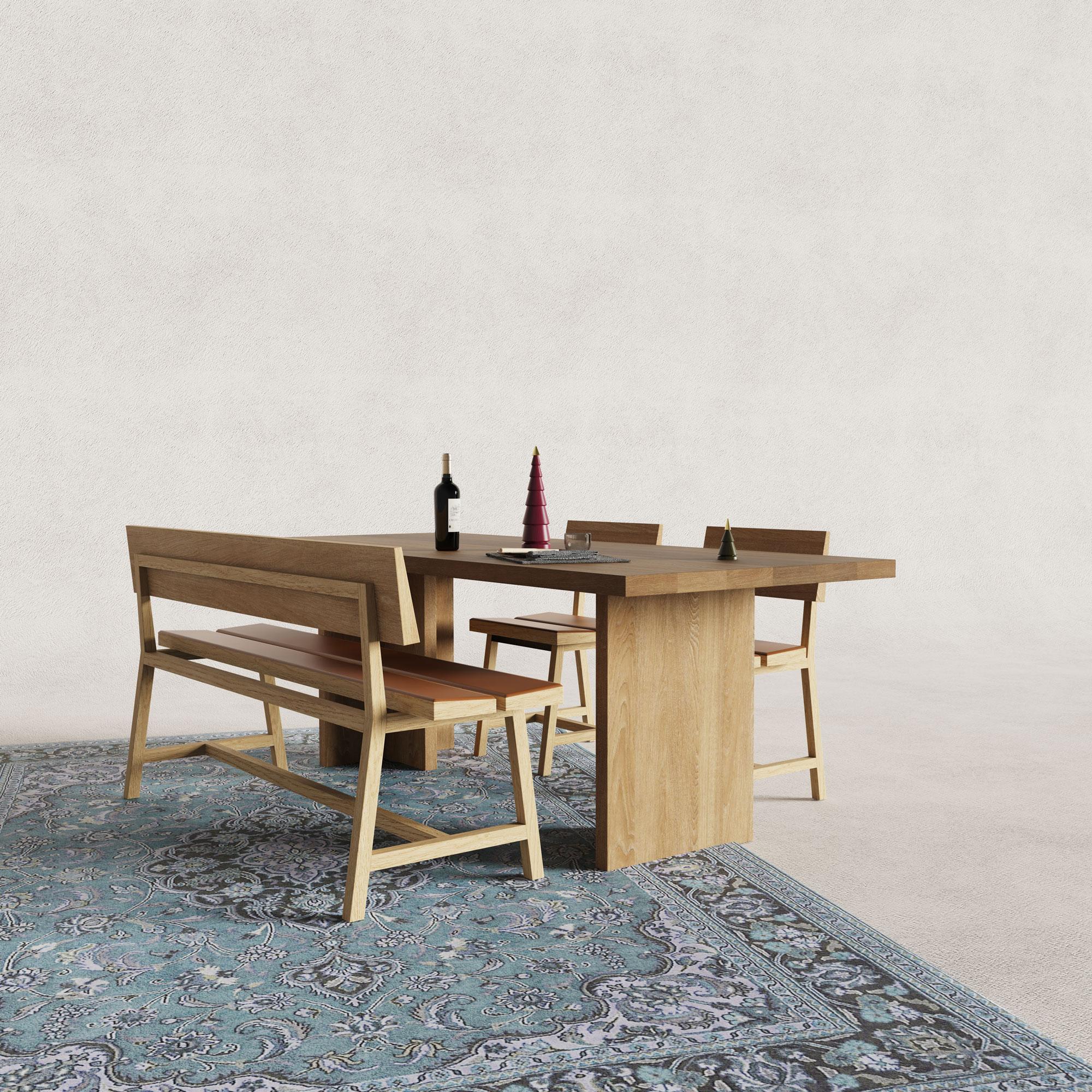 PI Bench, Oak Backrest, Upholstered Forest In New Condition For Sale In İzmir, İzmir