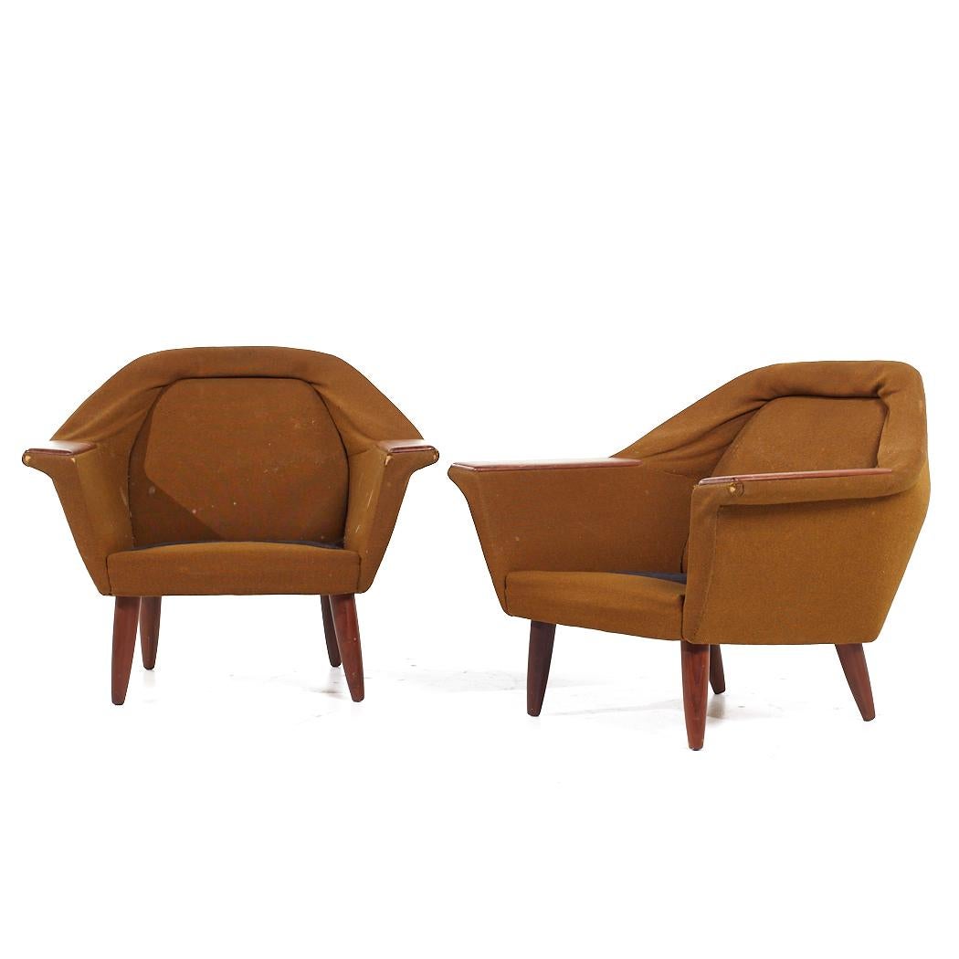 Mid-Century Modern P.I. Langlo Mid Century Norwegian Teak Lounge Chairs - Pair For Sale
