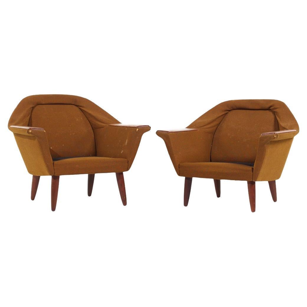 P.I. Langlo Mid Century Norwegian Teak Lounge Chairs - Pair