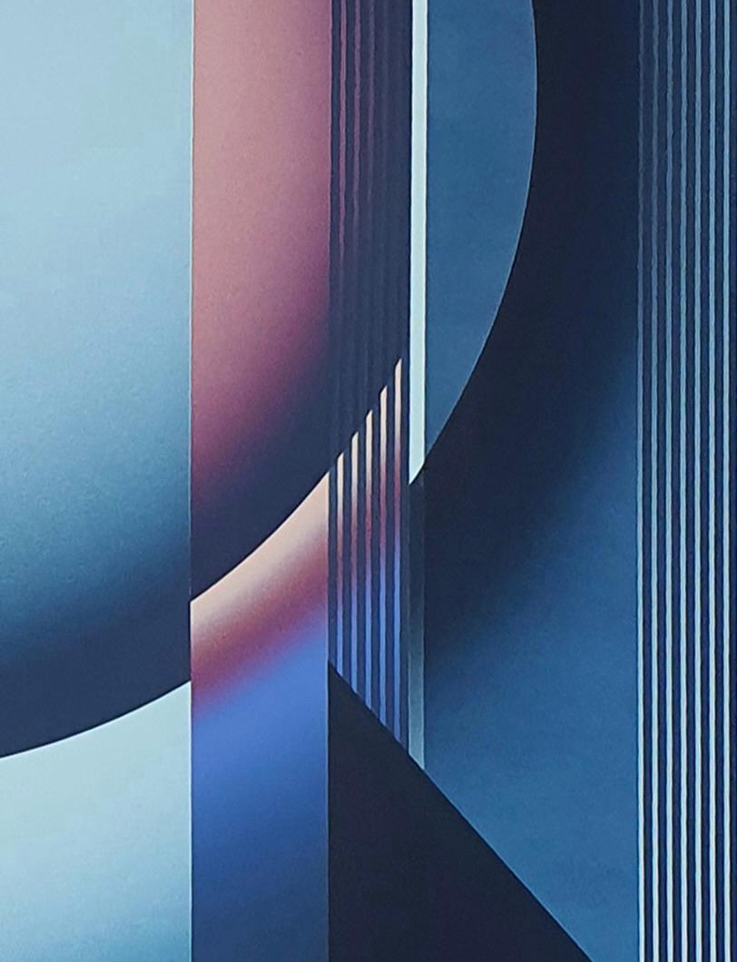 Émanations d'OP ART : O_EM d Blue Rose Black CONTEMPORARY POLISH FEMALE ARTIST - Op Art Painting par Pi Square Milena Kornacka