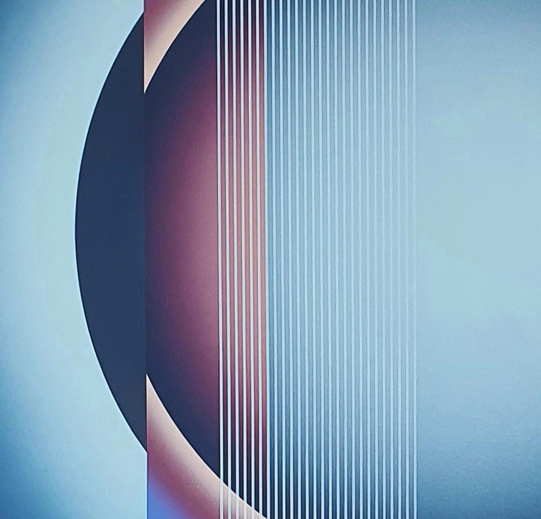 Une étonnante peinture contemporaine Op Art de Pi Square Milena Kornacka, une artiste polonaise contemporaine de premier plan.  
Signé, titré et daté au verso. 