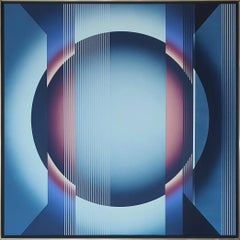 OP ART “Emanations: O_EM d” Blue Rose Black CONTEMPORARY POLISH FEMALE ARTIST 