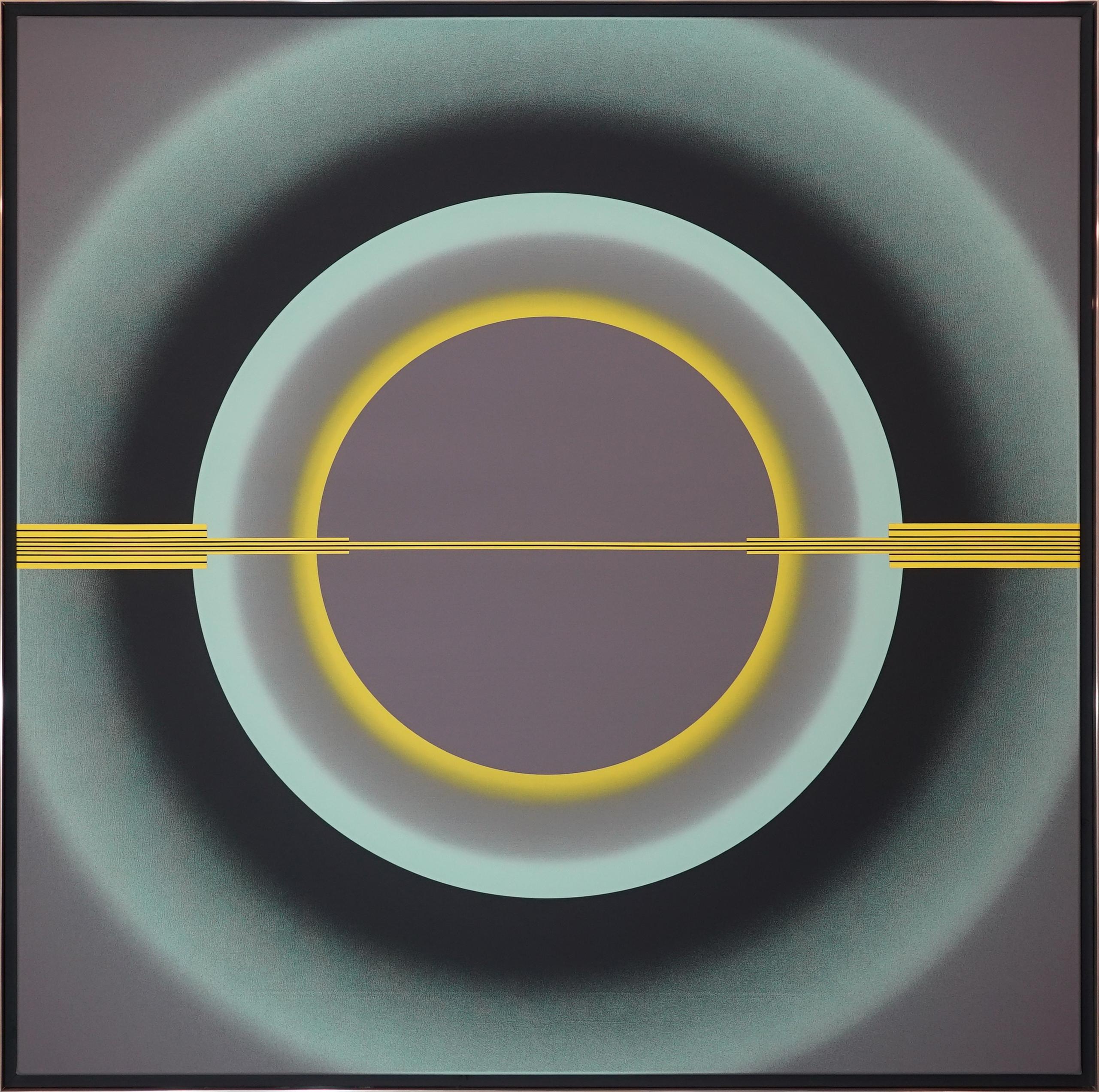 Abstract Painting de Pi Square Milena Kornacka - OP ART "Emanaciones: O_EM 18 24" Azul Negro CONTEMPORÁNEO FEMENINO ARTISTA