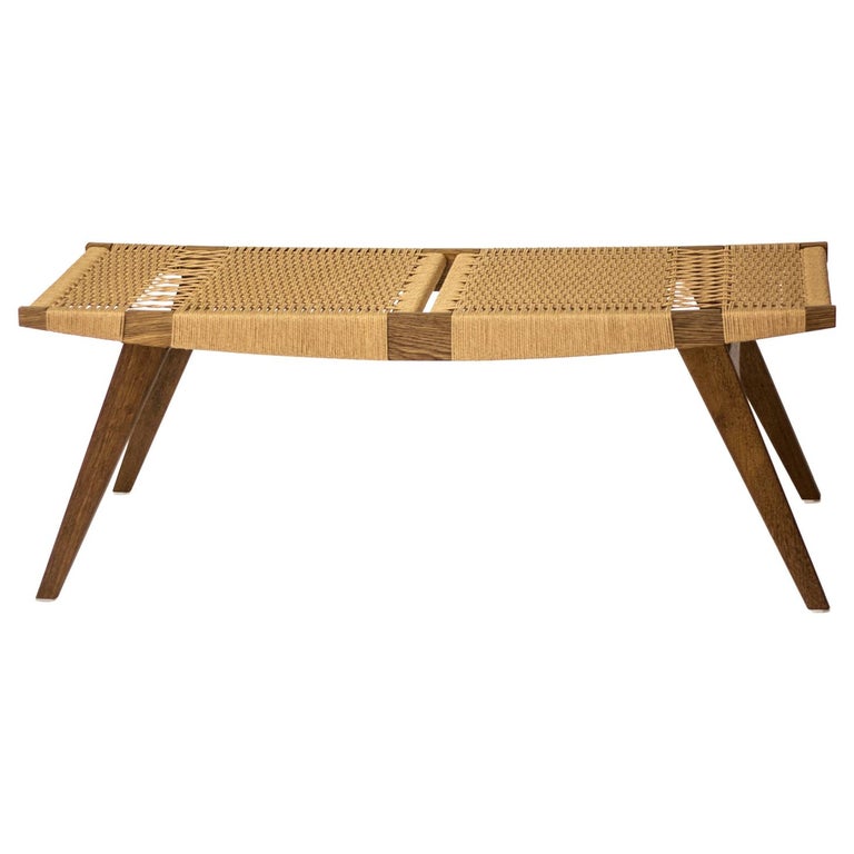 Pair of pi3 benches in Fumed Oak and Natural Danish Cord Seat For Sale