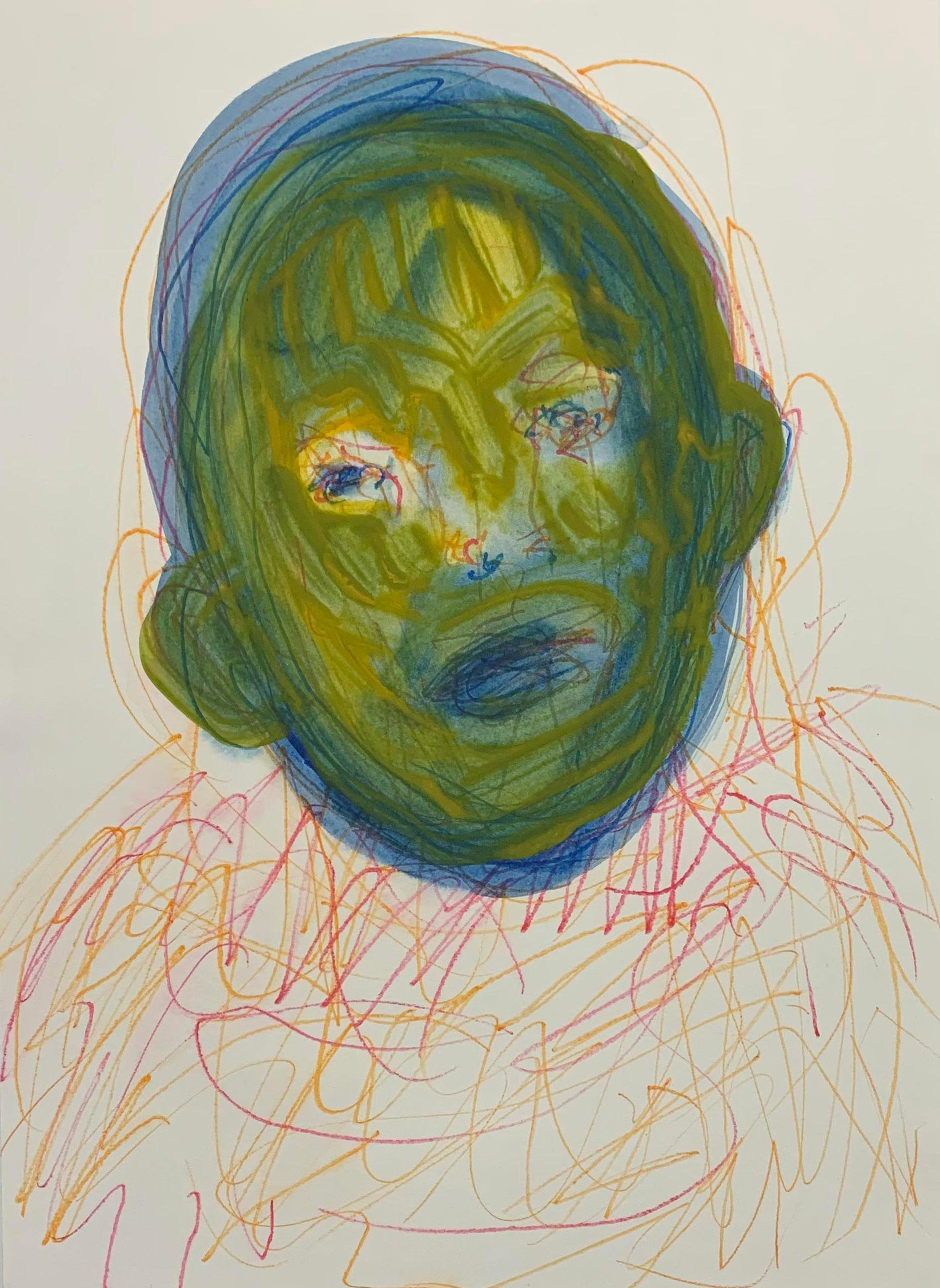 Pia Chavarria Abstract Painting - Untitled (green face)