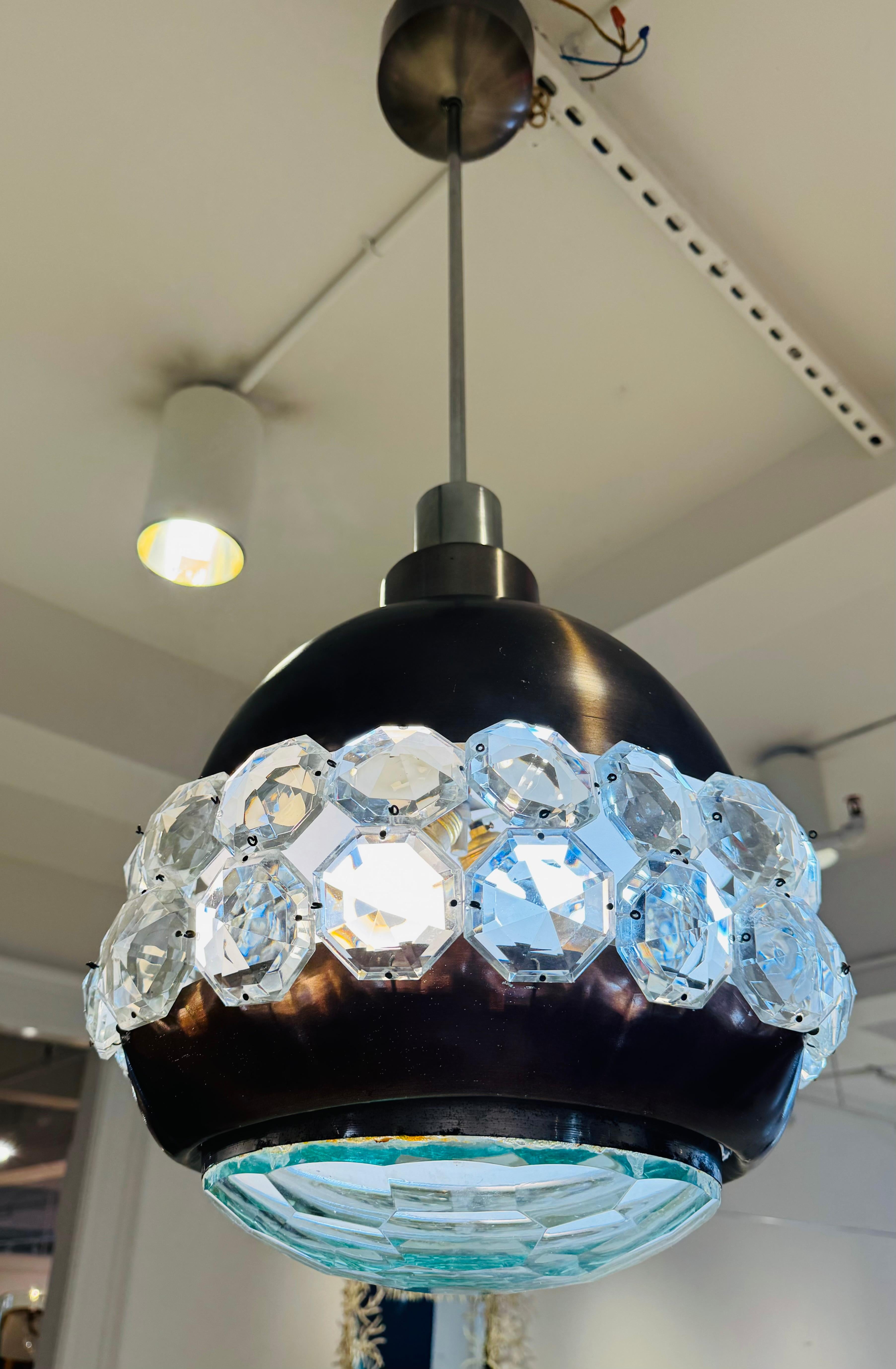 Pia Crippa Lumi 1960 Italian Mid Century Crystal Pendant In Good Condition For Sale In New York, NY