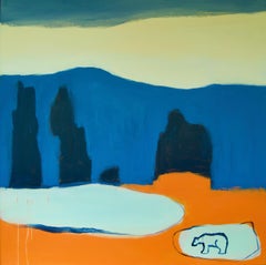 Polar Bear on a Floe, Svalbard Archipelago, Arctic, Acrylic Painting, 2020