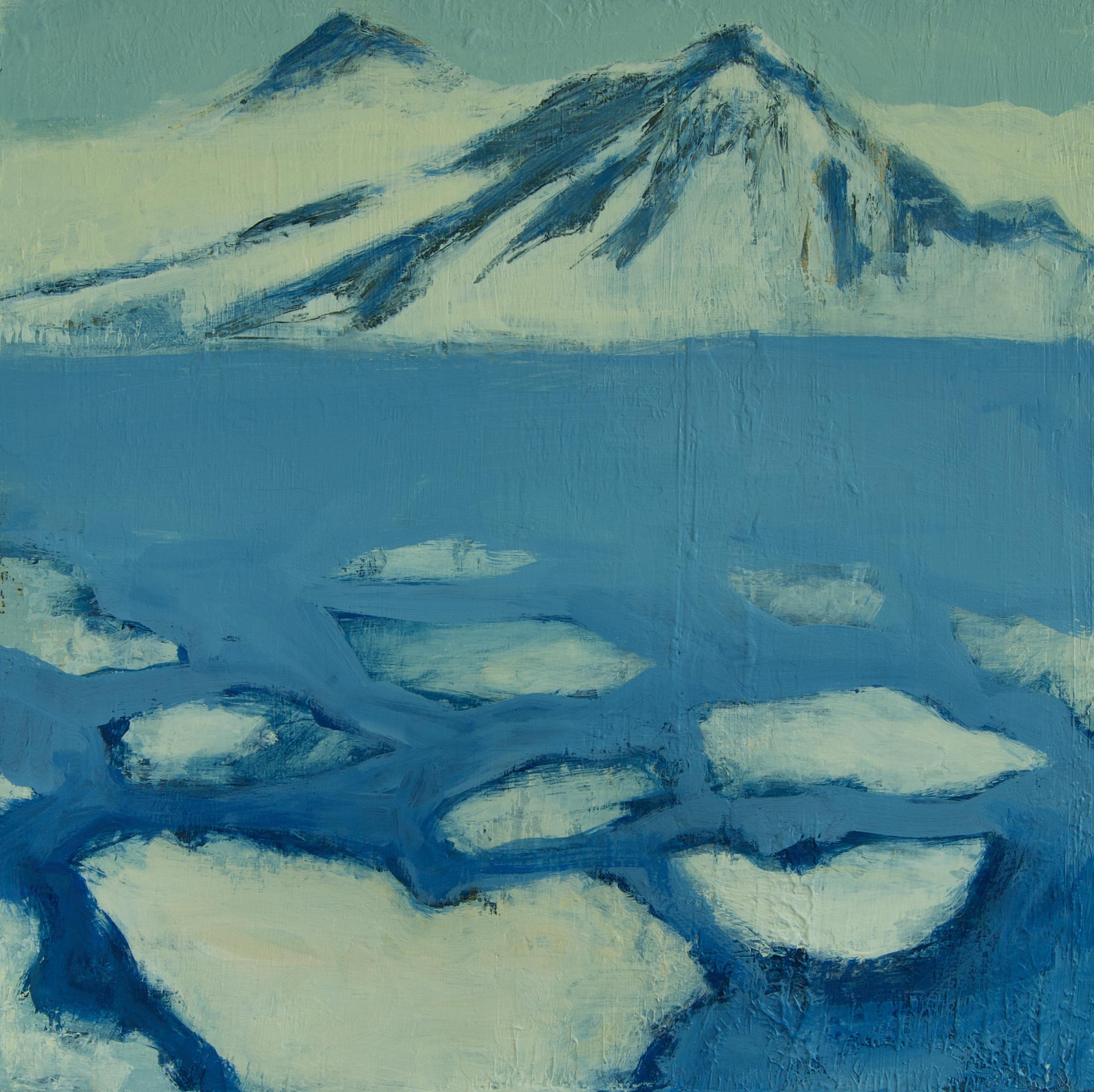 Landscape Painting Pia De Girolamo - Peinture acrylique Arctique « Ice and Mountains » de Svalbard Archipelago, 2020