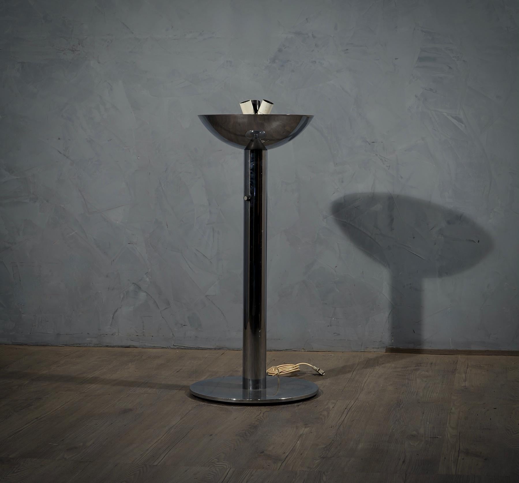 Late 20th Century Pia Guidetti Crippa for Luci Glass and Chrome Italian Floor Lamp, 1970 For Sale