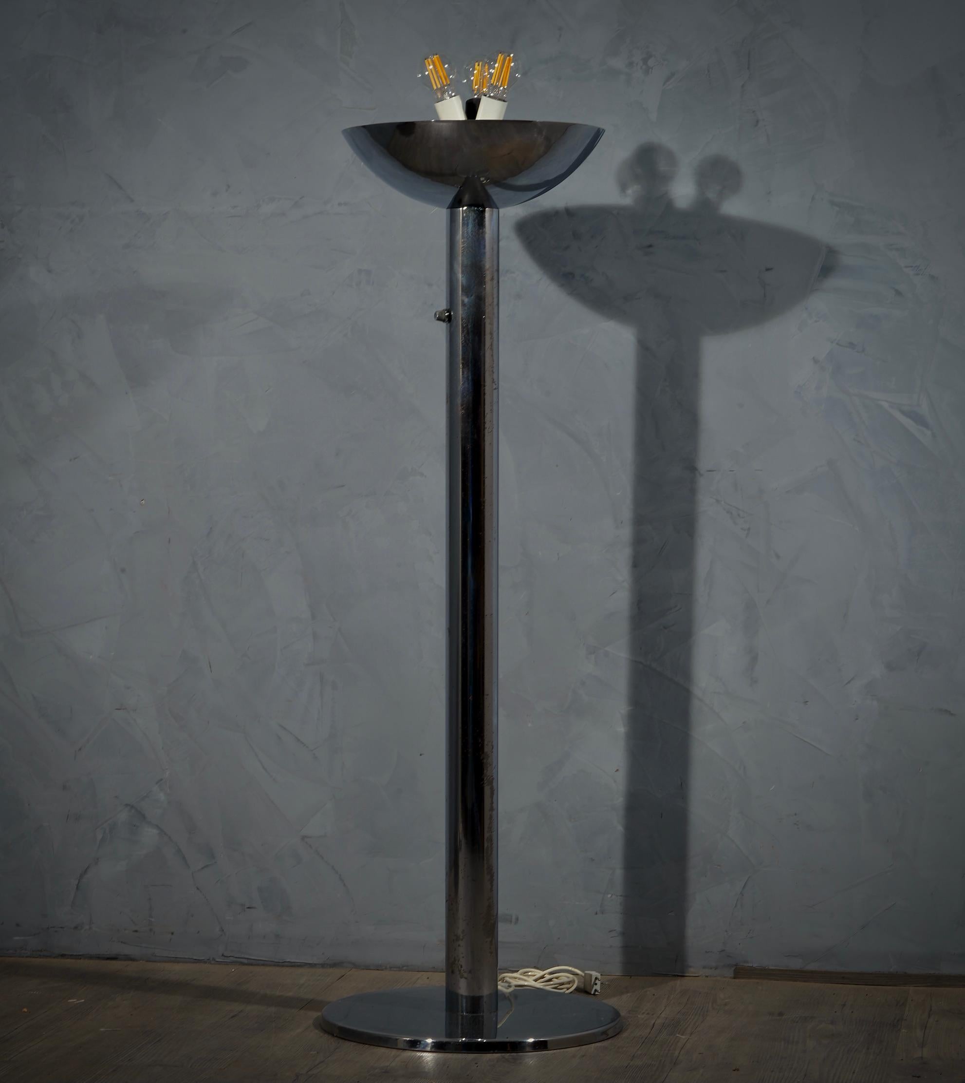 Late 20th Century Pia Guidetti Crippa for Luci Glass and Chrome Italian Floor Lamp, 1970 For Sale