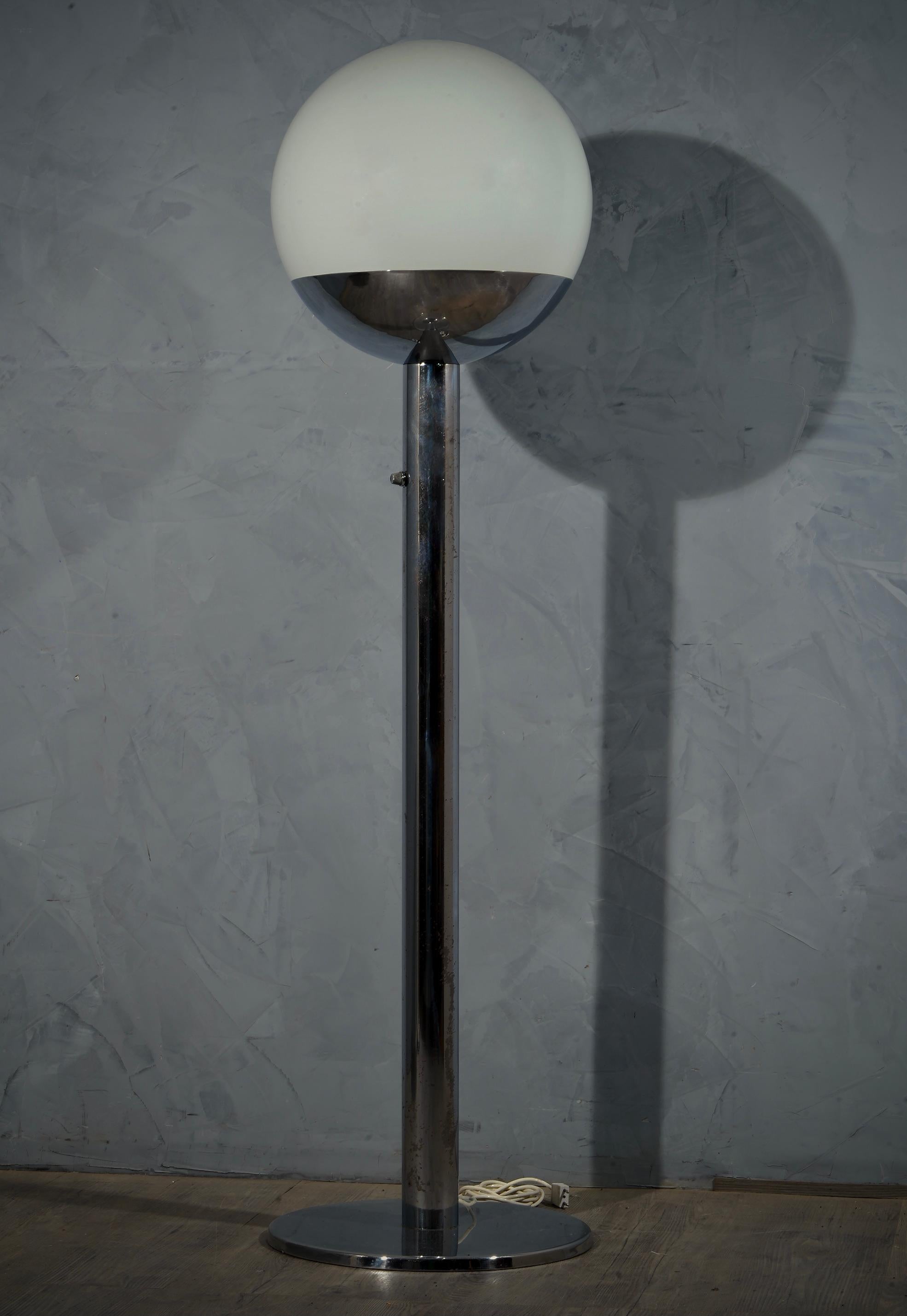 Art Glass Pia Guidetti Crippa for Luci Glass and Chrome Italian Floor Lamp, 1970 For Sale