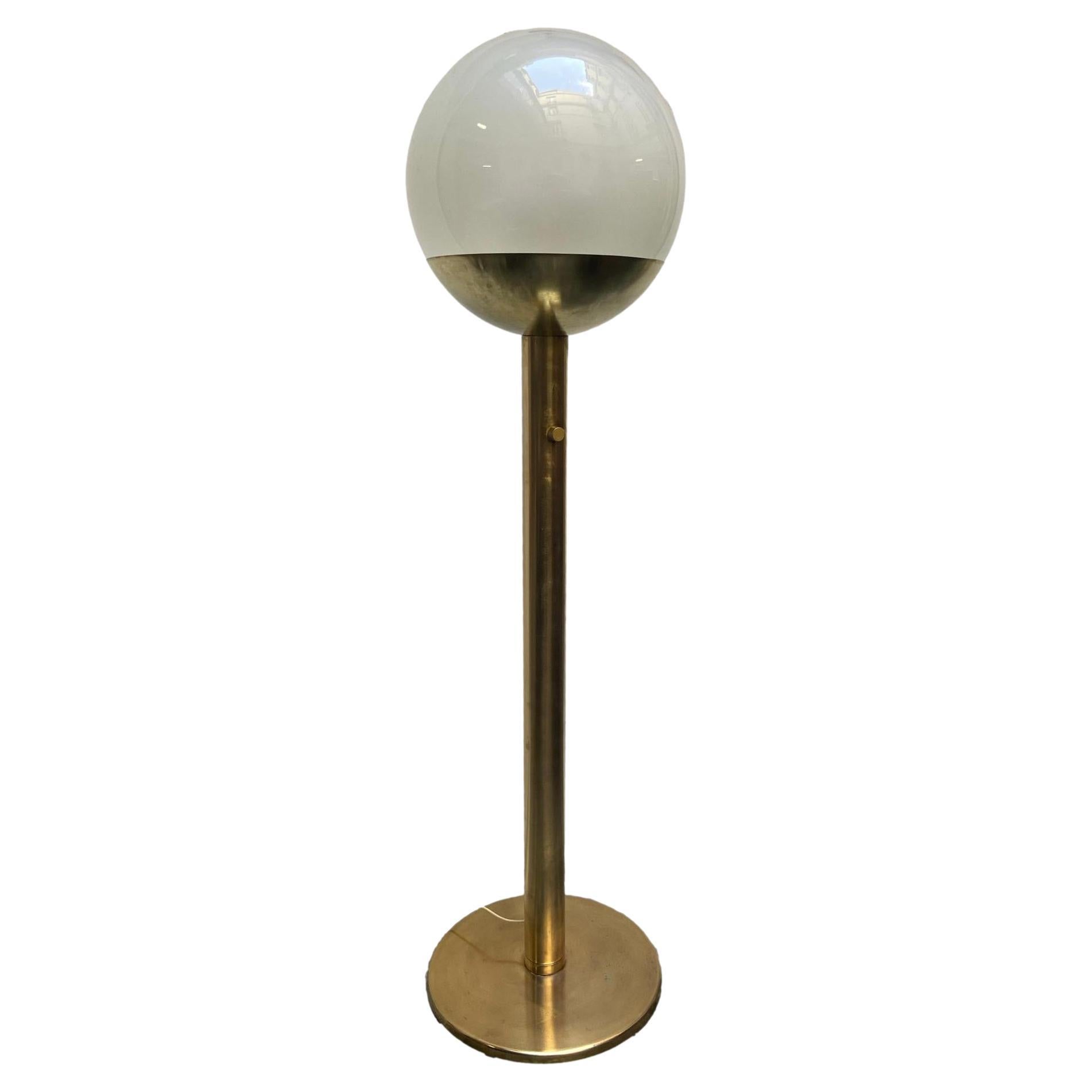 Pia Guidetti Crippa for Luci P428 Brass and Glass Floor Lamp, Italy, 1970s