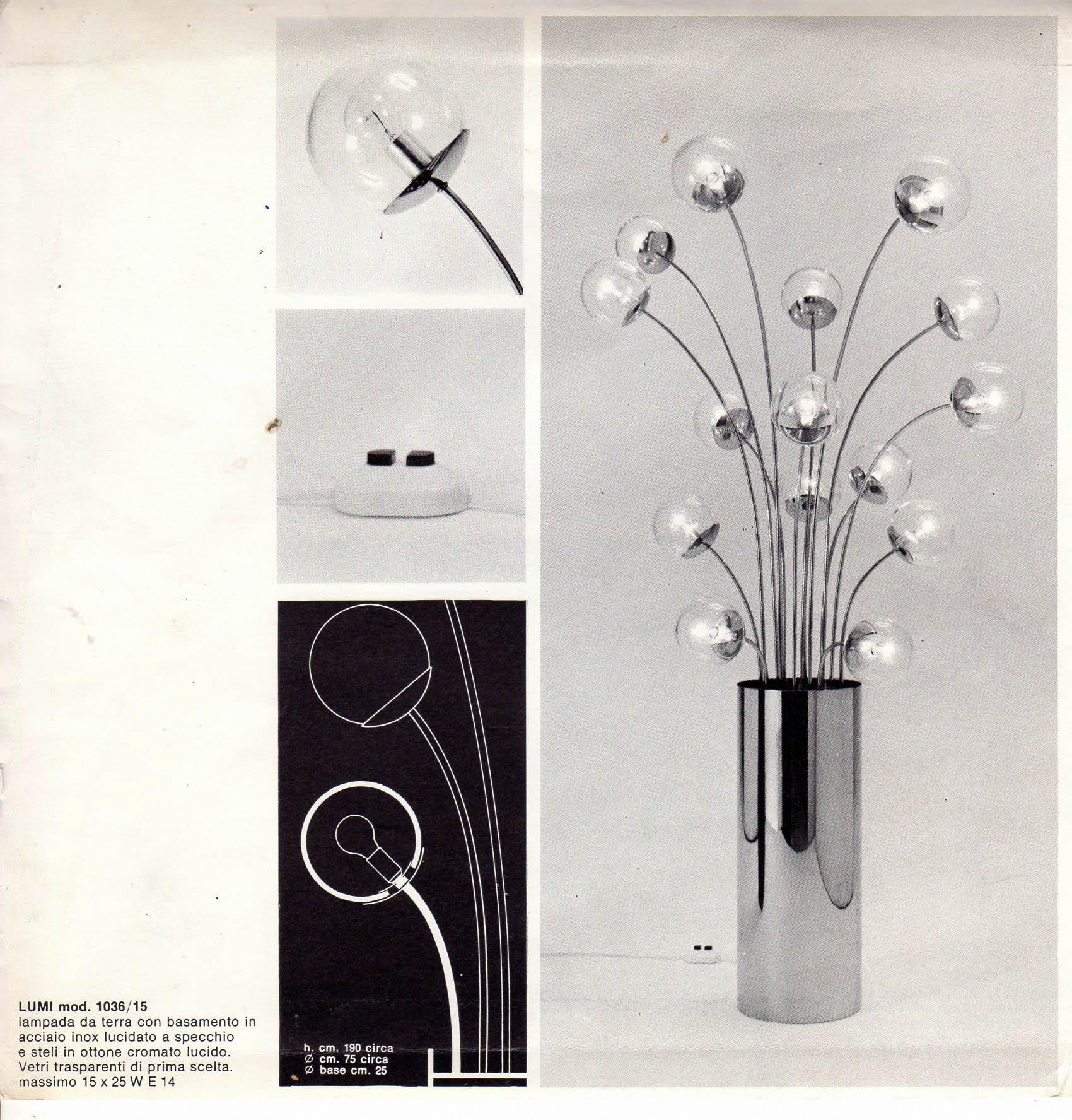 Pia Guidetti Crippa pour Lumi Design Mod.1036/15 Lampadaire, Italie, 1970 en vente 1