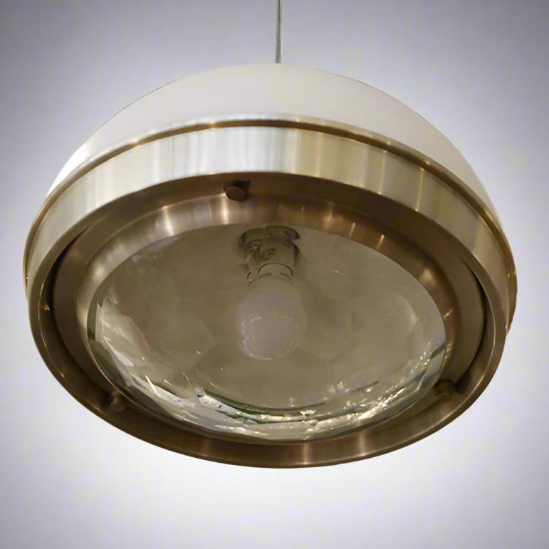 Frosted Pia Guidetti Crippa Modernist Pendant Light for Lumi , Italy 1960's For Sale