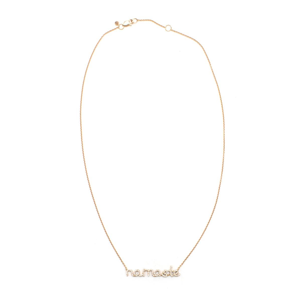 Pia Hallstrom 0.23 Carat Diamond 'Namaste' 18 Karat Rose Gold Necklace For Sale 3
