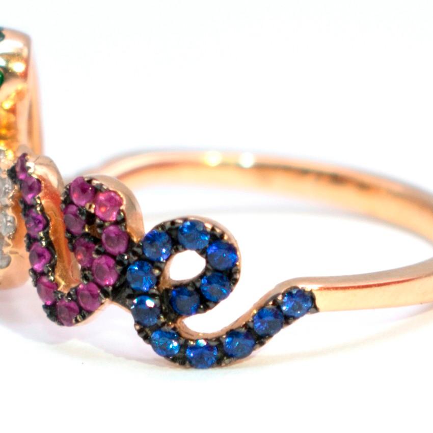 Women's Pia Hallstrom 18 Karat Rose Gold Fine Jewel Rainbow Love Ring