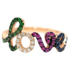 Pia Hallstrom 18 Karat Rose Gold Fine Jewel Rainbow Love Ring