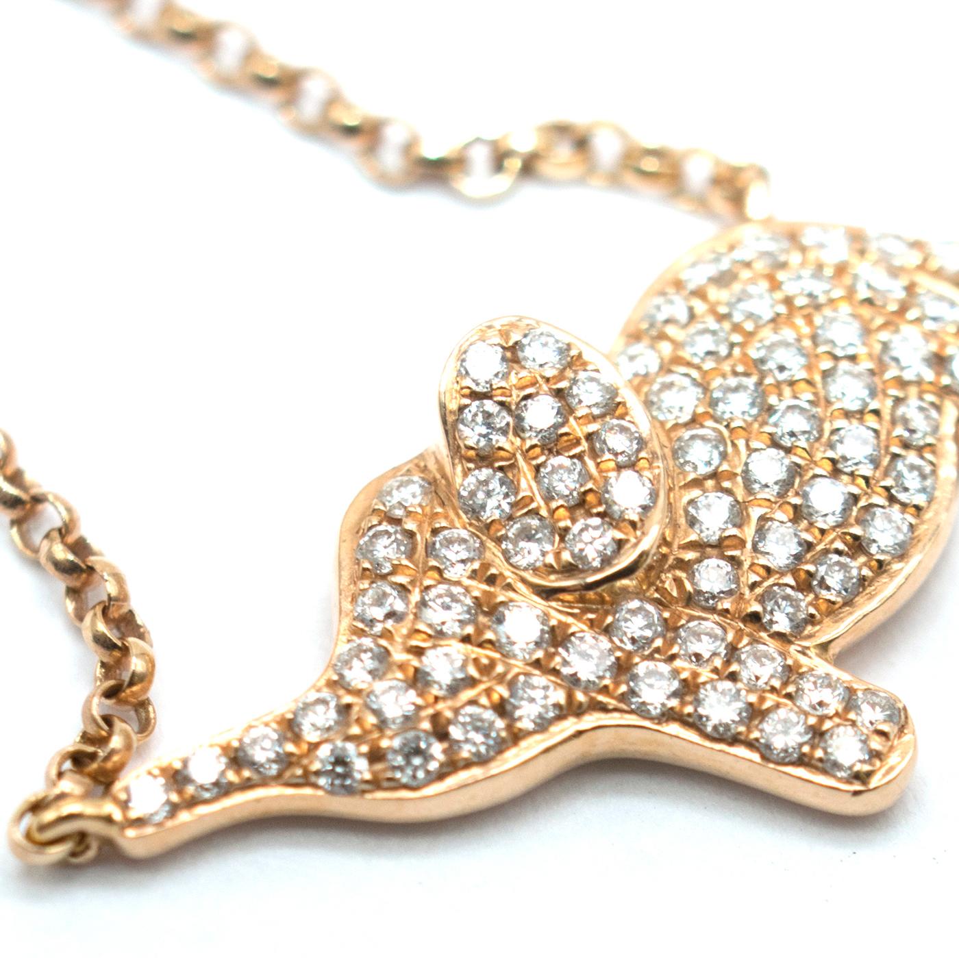 Pia Hallstrom Diamond Set 18 Karat Rose-Gold Elephant 'Strength' Necklace In New Condition For Sale In London, GB