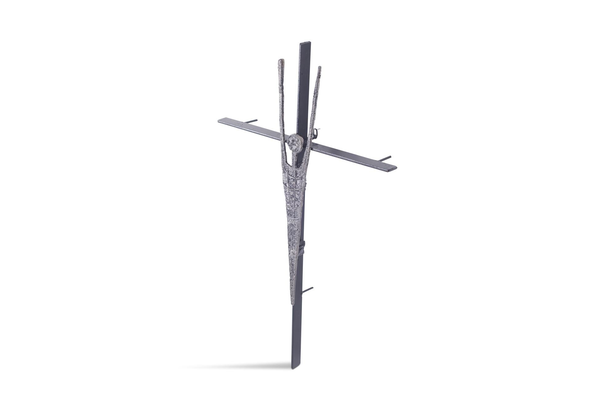 Metal Pia Manu Brutalist Sculpture Jesus on the Cross